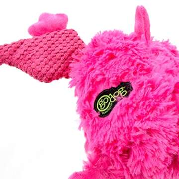 goDog PlayClean Pterodactyl Squeaky Plush Dog Toy with Odor-Eliminating Essential Oils, Chew Guard Technology - Pink, Large