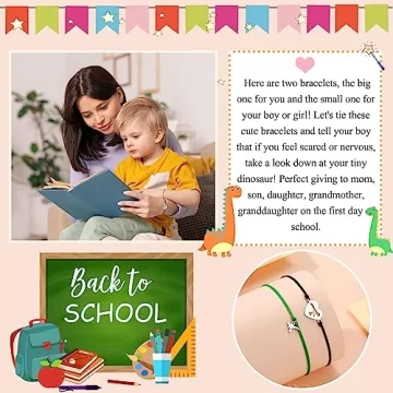 Mother Son First Day School Dinosaur Bracelet Gift