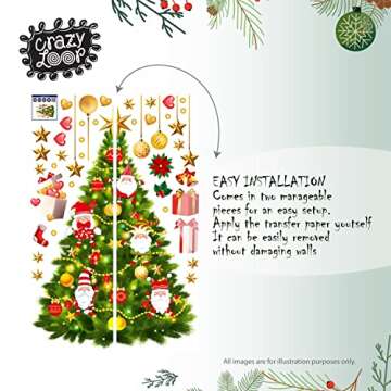 Christmas Tree Wall Stickers. Large Vinyl Decals Holiday Decoration Sticker for Living Room, Kitchen Wall, Glass Windows. Cute Merry Christmas Crafts Small Kids Stickers Sheets Bulk Pack. Santa, Xmas