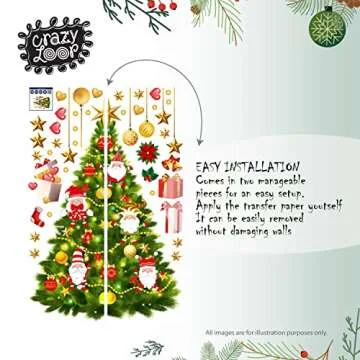Christmas Tree Wall Stickers. Large Vinyl Decals Holiday Decoration Sticker for Living Room, Kitchen Wall, Glass Windows. Cute Merry Christmas Crafts Small Kids Stickers Sheets Bulk Pack. Santa, Xmas