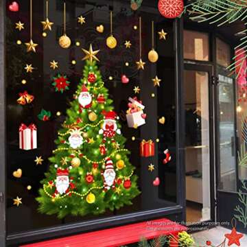 Christmas Tree Wall Stickers. Large Vinyl Decals Holiday Decoration Sticker for Living Room, Kitchen Wall, Glass Windows. Cute Merry Christmas Crafts Small Kids Stickers Sheets Bulk Pack. Santa, Xmas