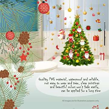 Christmas Tree Wall Stickers. Large Vinyl Decals Holiday Decoration Sticker for Living Room, Kitchen Wall, Glass Windows. Cute Merry Christmas Crafts Small Kids Stickers Sheets Bulk Pack. Santa, Xmas
