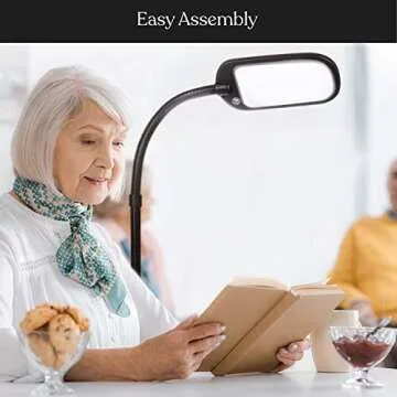 Brightech Litespan Slim LED Lamp, Modern Floor Reading Lamp Over Chair for Living Rooms & Offices, Tall Lamp with Adjustable Gooseneck, Crafts Work Light, Dimmable Standing Lamp for Bedroom - Brown