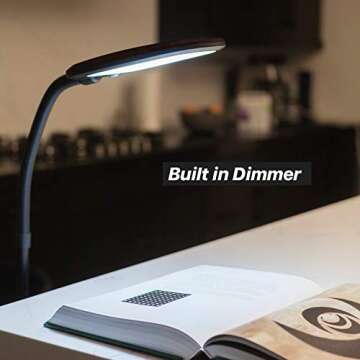 Brightech Litespan Slim LED Lamp, Modern Floor Reading Lamp Over Chair for Living Rooms & Offices, Tall Lamp with Adjustable Gooseneck, Crafts Work Light, Dimmable Standing Lamp for Bedroom - Brown