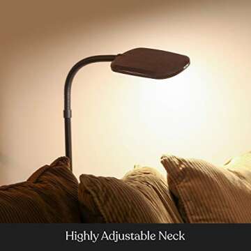 Brightech Litespan Slim LED Lamp, Modern Floor Reading Lamp Over Chair for Living Rooms & Offices, Tall Lamp with Adjustable Gooseneck, Crafts Work Light, Dimmable Standing Lamp for Bedroom - Brown