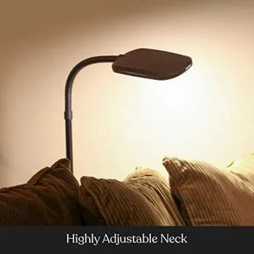 Brightech Litespan Slim LED Lamp, Modern Floor Reading Lamp Over Chair for Living Rooms & Offices, Tall Lamp with Adjustable Gooseneck, Crafts Work Light, Dimmable Standing Lamp for Bedroom - Brown