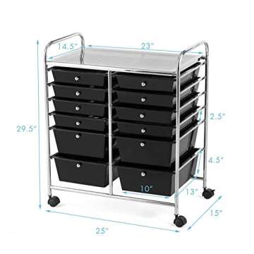 RELAX4LIFE Rolling Storage Cart with 12 Drawers and Wheels