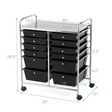RELAX4LIFE Rolling Storage Cart with 12 Drawers and Wheels