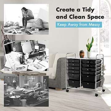 RELAX4LIFE Rolling Storage Cart with 12 Drawers and Wheels