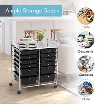 RELAX4LIFE Rolling Storage Cart with 12 Drawers and Wheels