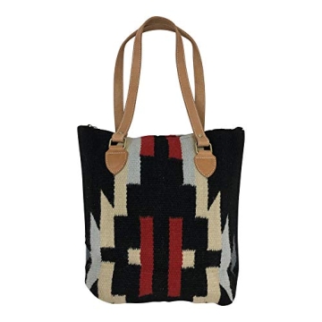 Huntley Equestrian Aztec Black Tote - Handwoven & Stylish