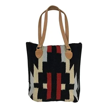 Huntley Equestrian Aztec Black Tote - Handwoven & Stylish