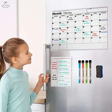 Zulay Kitchen Magnetic Whiteboard Calendar Kit - Organize Today!