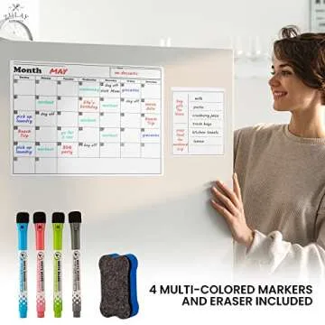 Zulay Kitchen Magnetic Whiteboard Calendar Kit - Organize Today!