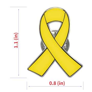 12/25/50/100 pieces Metal Yellow Ribbon Pin Awareness Ribbon Pin Bone Cancer Awareness Support Campa...