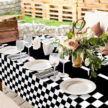 Checkered Flag Tablecloths for Racing Parties - 3 Pack