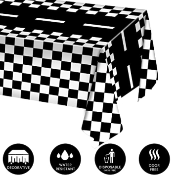 Checkered Flag Tablecloths for Racing Parties - 3 Pack