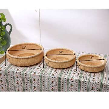 Teng Tian Open Round Nantucket Basket Fruit Basket Desktop Organizer Bread Basket staves and fine caneweaving