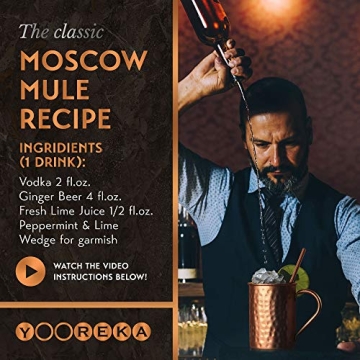 Yooreka Gift Set Handcrafted Moscow Mule Copper Mugs