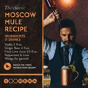 Yooreka Gift Set Handcrafted Moscow Mule Copper Mugs