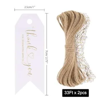 joycraft 100Pcs Thank You for Celebrating with Us Tags, Thank You Tags with String, White Paper Hang...