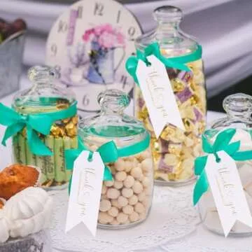 joycraft 100Pcs Thank You for Celebrating with Us Tags, Thank You Tags with String, White Paper Hangtags, Gold Foil Tags, Personalized Gift Tags for Baby Showers, Party, Gift Wrapping(2.75"x1")