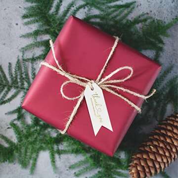 joycraft 100Pcs Thank You for Celebrating with Us Tags, Thank You Tags with String, White Paper Hangtags, Gold Foil Tags, Personalized Gift Tags for Baby Showers, Party, Gift Wrapping(2.75"x1")