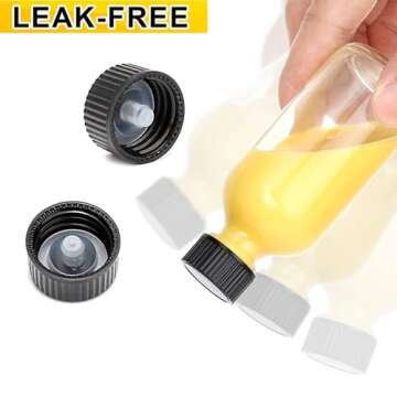 BPFY 12 pack 2 oz Clear Glass Bottle With Black Poly Cap, Funnel, Boston Round Sample Bottles for Syrup, Homemade Vanilla Extract, Essential Oils, Wedding Christmas Decor