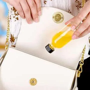 BPFY 12 pack 2 oz Clear Glass Bottle With Black Poly Cap, Funnel, Boston Round Sample Bottles for Syrup, Homemade Vanilla Extract, Essential Oils, Wedding Christmas Decor