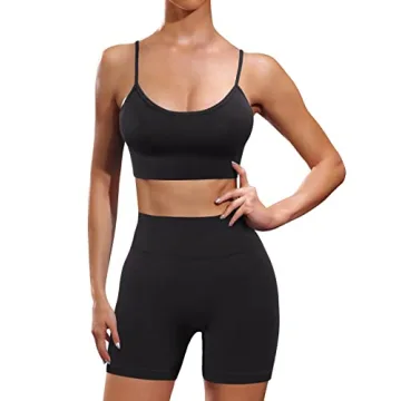 Ourgifts Seamless Women's Workout Sets - High Waisted Shorts & Sports Bra