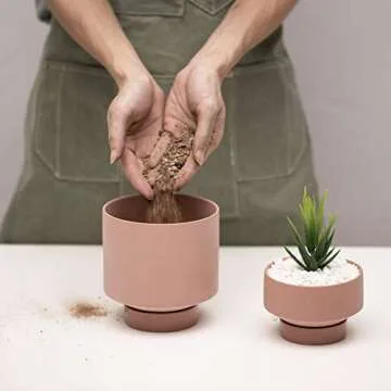 UBEE Terracotta Plant Pots Set with Drainage - 2 sizes