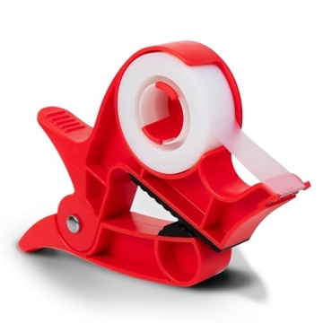 Wrap Buddies Wrapping Paper Clamps - 2 Gift Wrapping Paper Holder Clamps with Integrated Tape Dispensers, Simple Gift Wrap Table Clamps, Wrapping Paper Holder Clips and Tape Dispensers (Cherry Red)