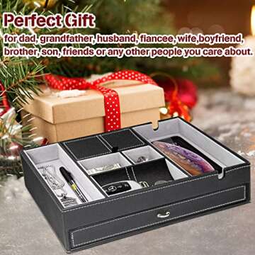Baoyun Valet Tray for Men - Elegant 2-Layer Nightstand Organizer for Essentials