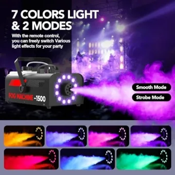 UPGREY 1500W Fog Machine with Lights for Events