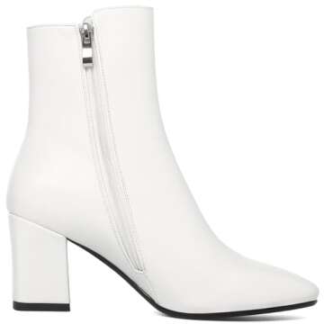 Stylish High Chunky Heeled White Booties for Women