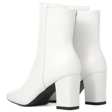 Stylish High Chunky Heeled White Booties for Women