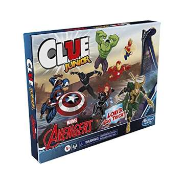 Hasbro Gaming Clue Junior: Marvel Avengers Edition Board Game for Kids Ages 5+, Loki's Big Trick, Classic Mystery for 2-6 Players (Amazon Exclusive)