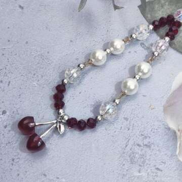 cioatu Phone Charms Phone Strap Cute Cherry Butterfly Cell Phone Lanyard Wrist Strap Phone Case Accessories for Phone Bag Airpods Camera Pendants Decor (Red Cherry 1)