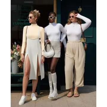 MANGOPOP Women's Mock Turtle Neck Long Sleeve Tops Bodysuit Jumpsuit