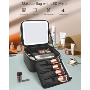 Luxury Makeup Bag with Lighted Mirror for Travel