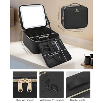 Luxury Makeup Bag with Lighted Mirror for Travel