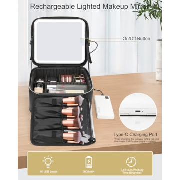 Luxury Makeup Bag with Lighted Mirror for Travel
