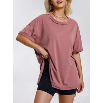 EXLURA Womens Summer Oversized T Shirts 2025 Casual Short Sleeve Loose Maternity Tops Crewneck Tunic...