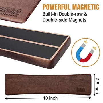 HOSHANHO Knife Magnetic Strip - Powerful Acacia Wood Holder for Kitchen & Tools