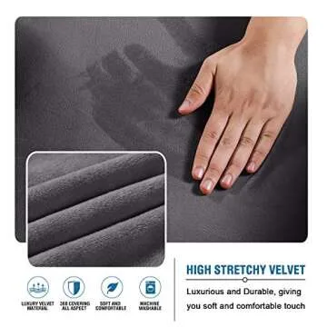 H.VERSAILTEX Real Velvet Futon Cover Armless Sofa Covers Sofa Bed Covers Stretch Futon Couch Cover Sofa Slipcover Furniture Protector Thick Soft Velvet Fabric Form Fitted Stay in Place, Grey