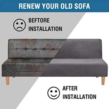 H.VERSAILTEX Real Velvet Futon Cover Armless Sofa Covers Sofa Bed Covers Stretch Futon Couch Cover Sofa Slipcover Furniture Protector Thick Soft Velvet Fabric Form Fitted Stay in Place, Grey