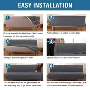 H.VERSAILTEX Real Velvet Futon Cover Armless Sofa Covers Sofa Bed Covers Stretch Futon Couch Cover Sofa Slipcover Furniture Protector Thick Soft Velvet Fabric Form Fitted Stay in Place, Grey