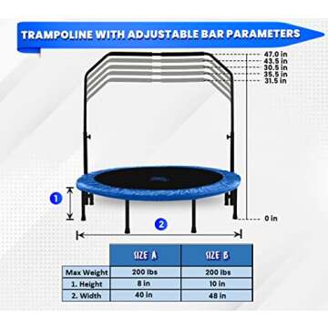Machrus Upper Bounce Mini Trampoline for Adults- Rebounder Exercise Fitness Indoor/Outdoor Trampolin...