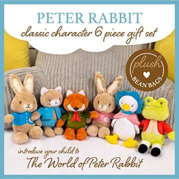 KIDS PREFERRED Peter Rabbit Classic Stuffed Animal Characters 6 Piece Gift Set 9 Inch Plush Toys for...
