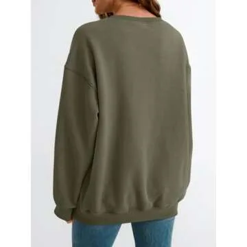 EFAN Womens Oversized Sweatshirts Crewneck y2k Hoodies Fall Fashion Outfits Teen Girls Cute Sweater 2025 Winter Clothes ArmyGreen S